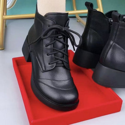 Botines de tacón grueso con cordones para mujer