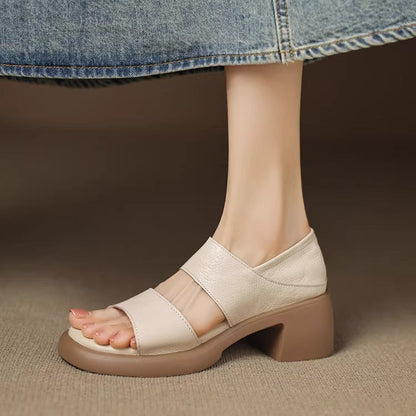 Sandalias de suela blanda de piel auténtica