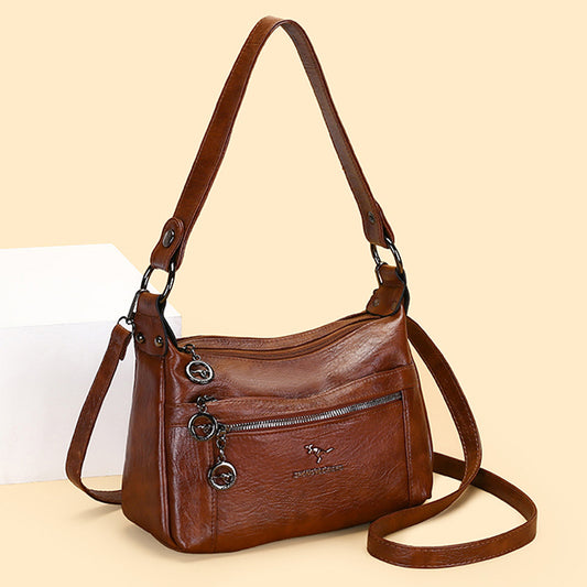 Bolso bandolera retro de piel suave