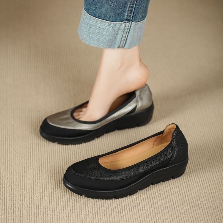 Zapatos casuales de mujer con suela suave y tacón bajo