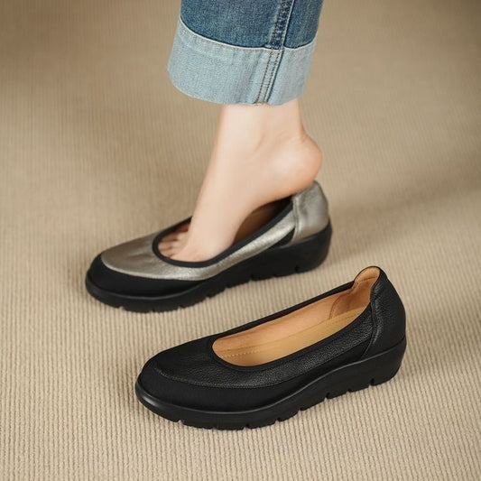 Zapatos casuales de mujer con suela suave y tacón bajo