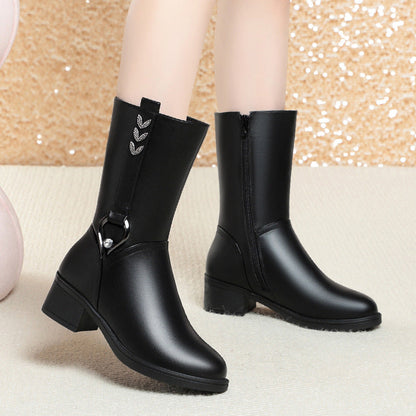 Botas Negras de Tacón Bajo para Mujer
