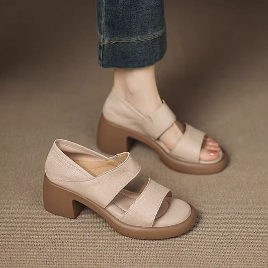 Sandalias de suela blanda de piel auténtica