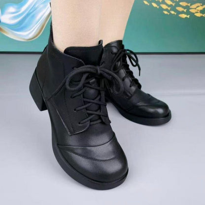 Botines de tacón grueso con cordones para mujer