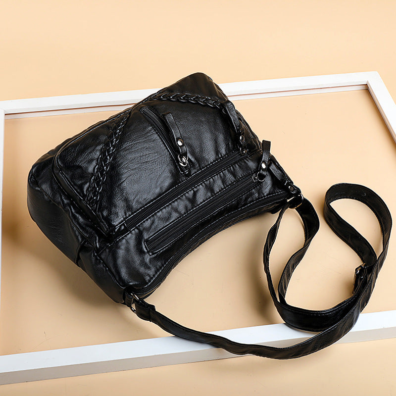 Bolso bandolera de piel auténtica de gran capacidad