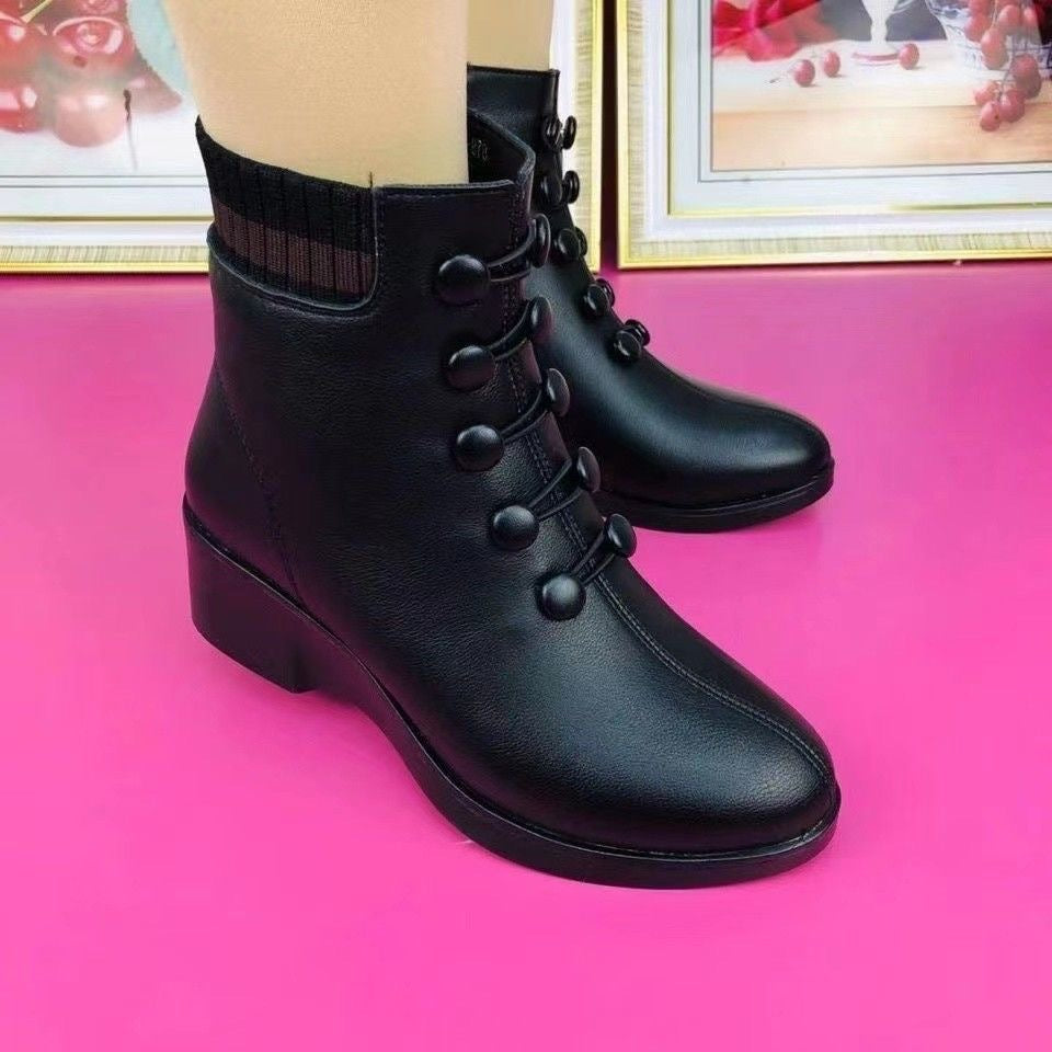 Botines Negros con Botones para Mujer