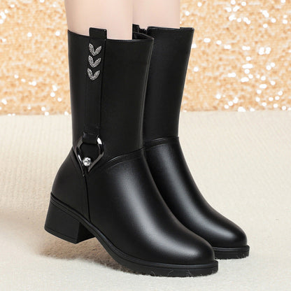 Botas Negras de Tacón Bajo para Mujer
