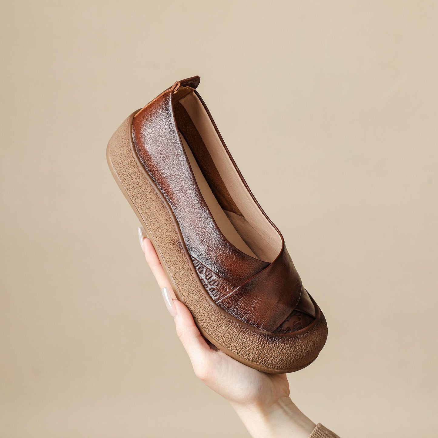 Zapato de Piel Cómodo Estilo Vintage Mujer