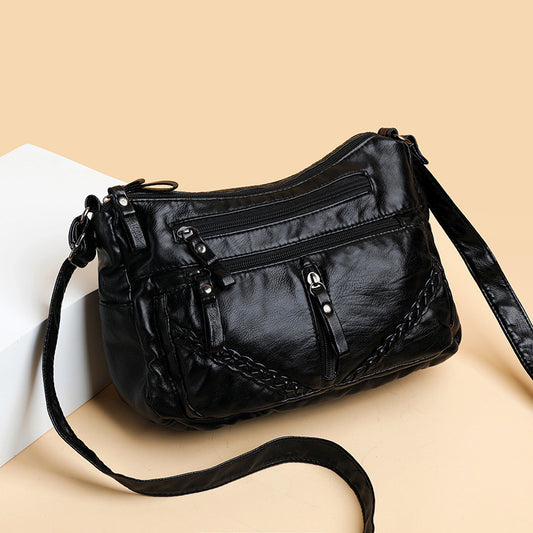 Bolso bandolera de piel auténtica de gran capacidad