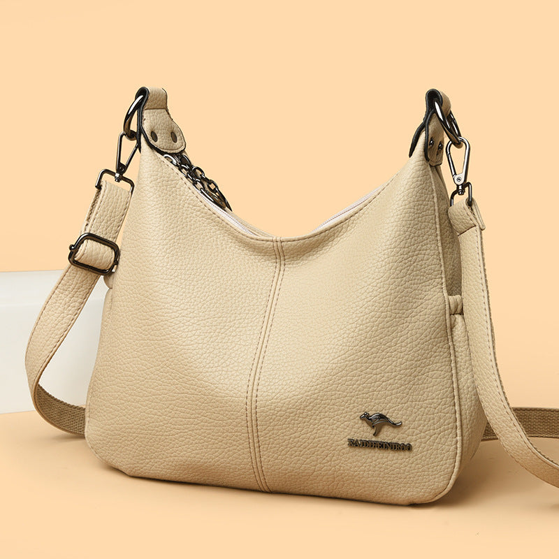 Bolso de piel de gran capacidad y hombro ancho