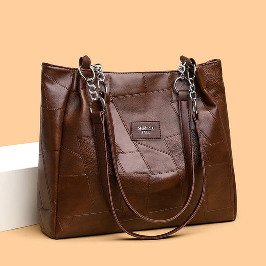 Bolso de piel con patchwork