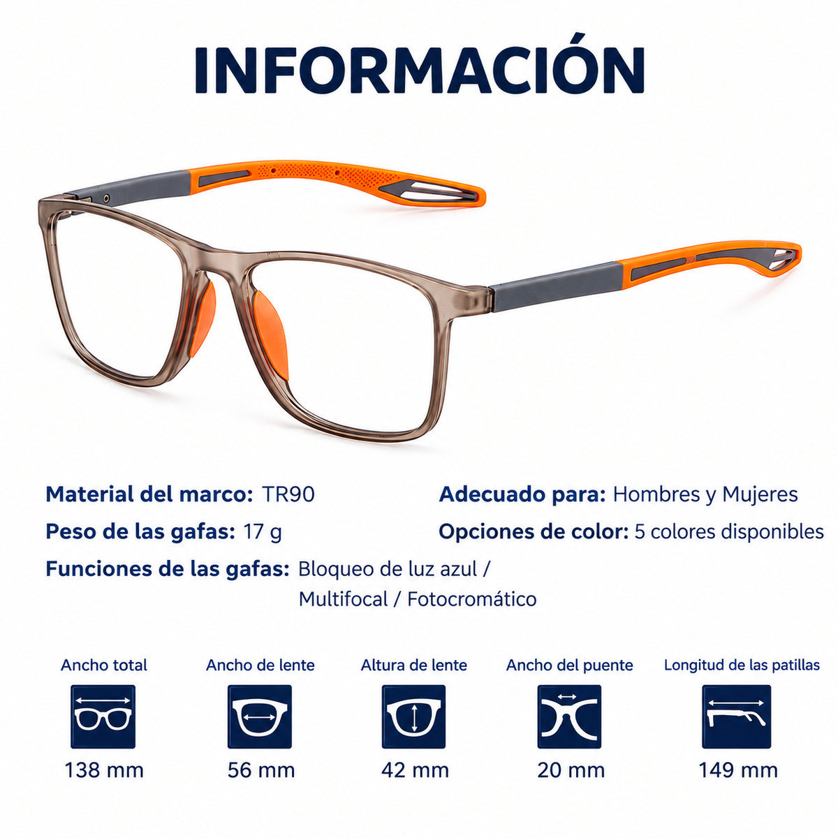 Gafas de lectura TR ultraligeras con filtro azul