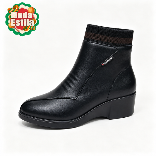Botas de invierno con suela de goma (cuero genuino)