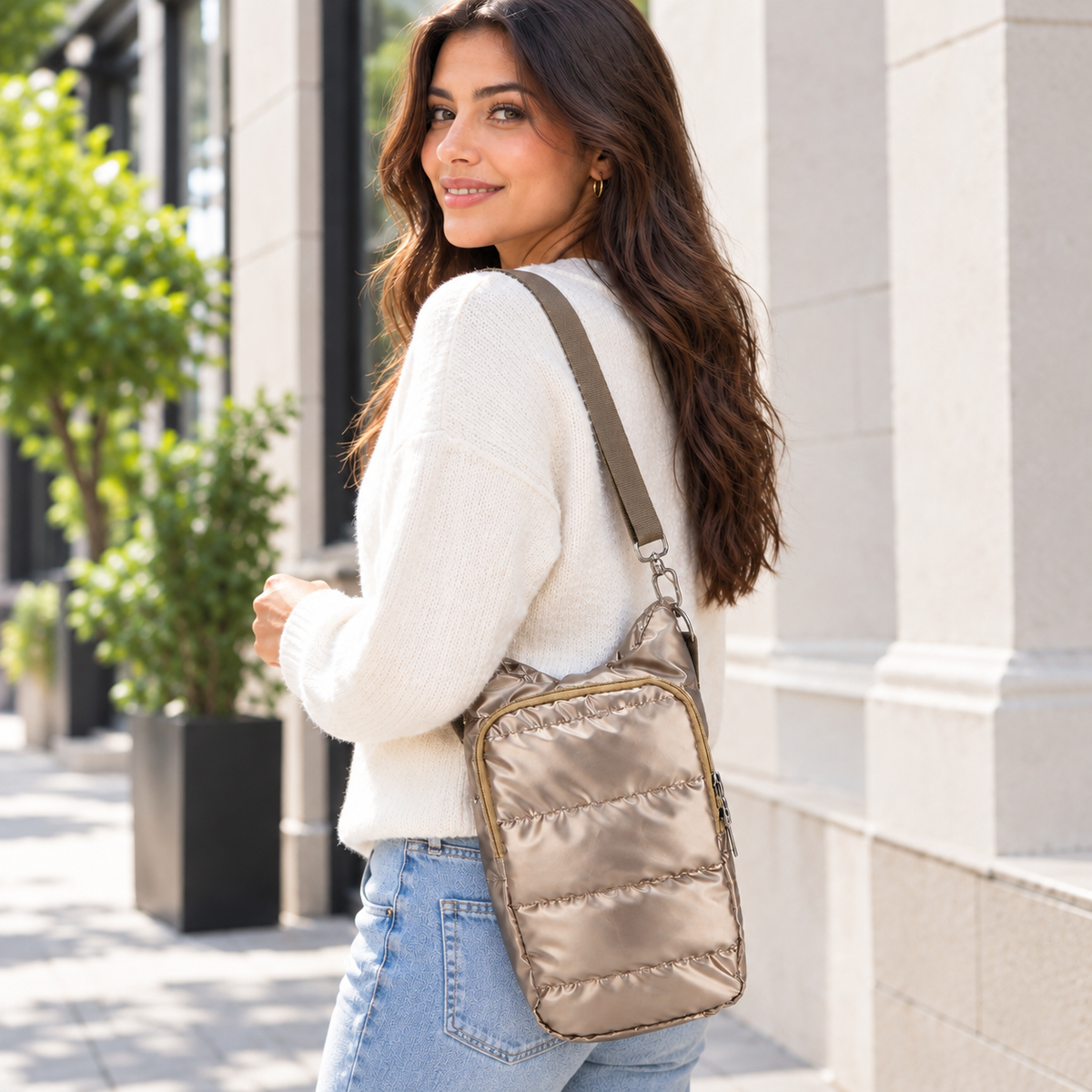 Bolsa Crossbody para Mujer Acolchada Ligera y Cómoda